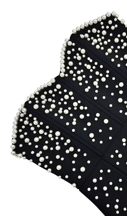 Pearl embellished mermaid maxi dresses