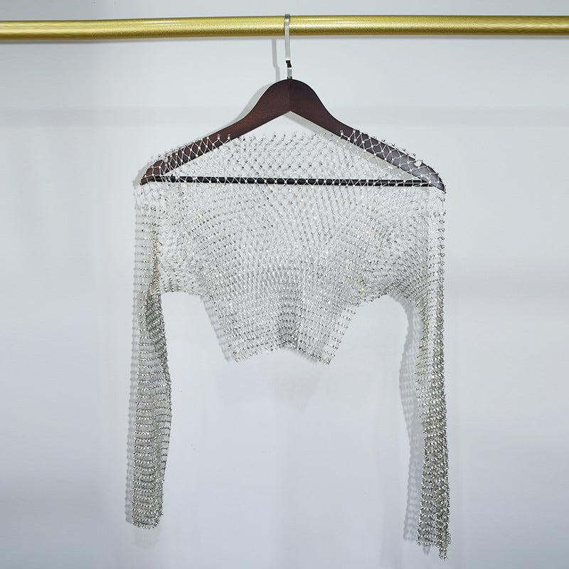 BLING LONG SLEEVE CROP TOP