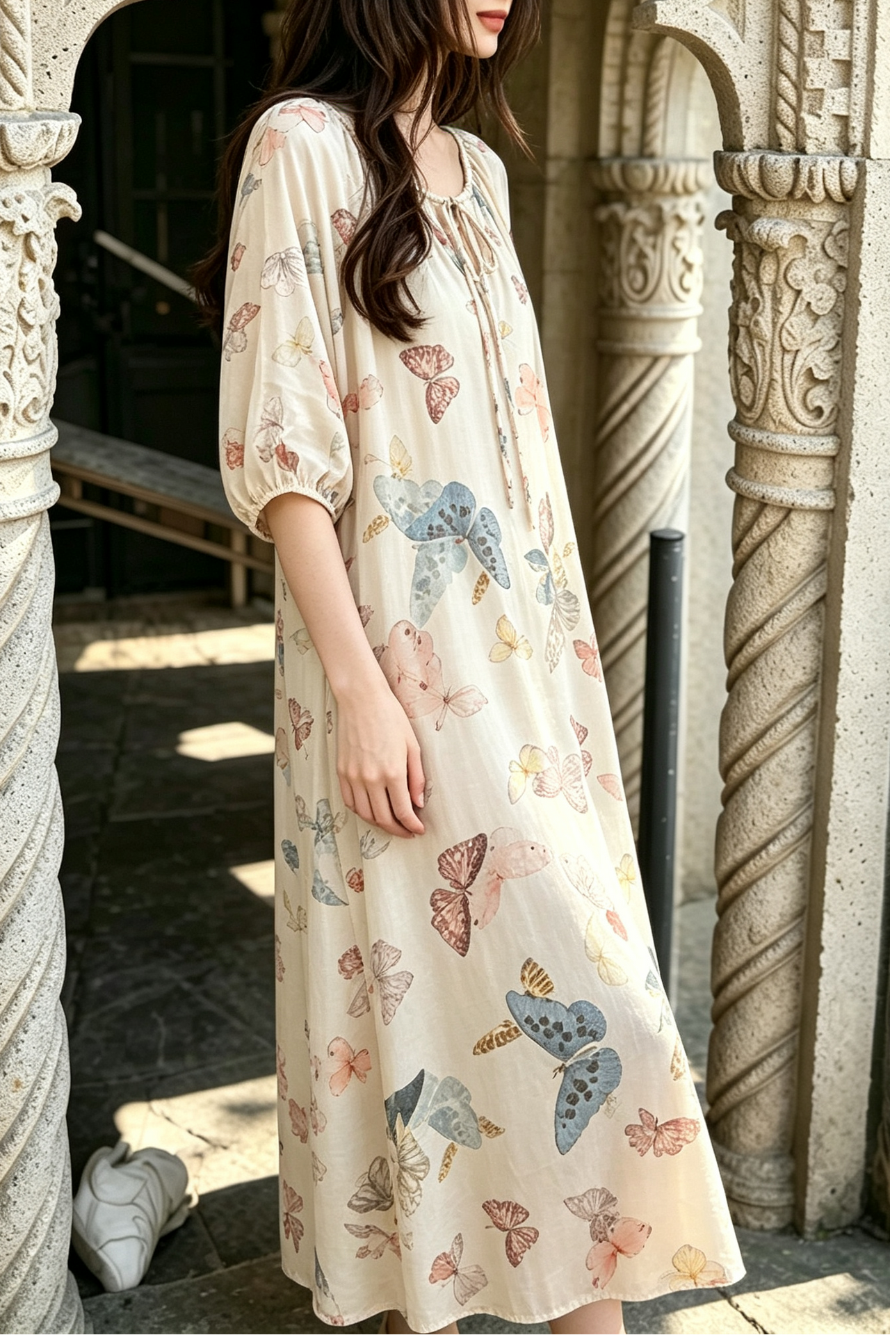Breathable Relaxed-fit Eco Recycled Cotton Dress - Butterfly