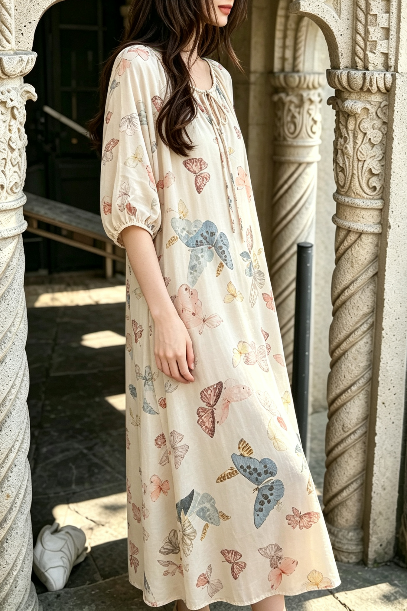 Breathable Relaxed-fit Eco Recycled Cotton Dress - Butterfly