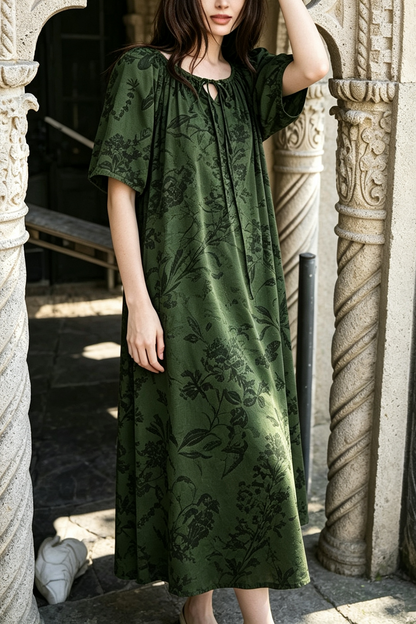 Breathable Relaxed-fit Eco Recycled Cotton Dress - Green
