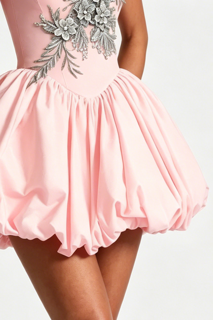 Maricia Embroidery Mini Dress - Blush