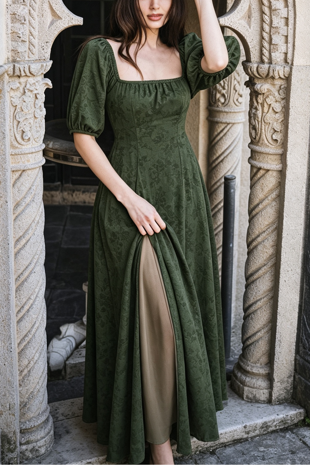 Breathable Two-Way Wear Eco Recycled Cotton Dress - Olive Green
