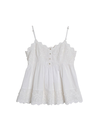 Myla Lace-Embroidered 100% Cotton Top