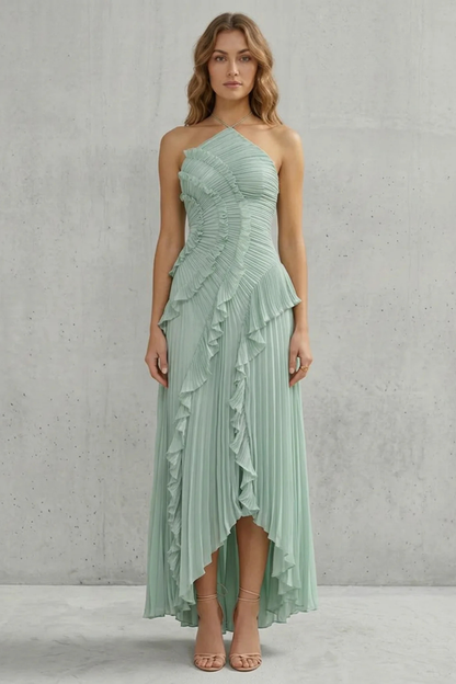 Lavirea – Sculpted pleats – One-shoulder midi dress