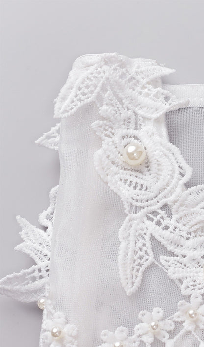 Pearl embellished corset top in white