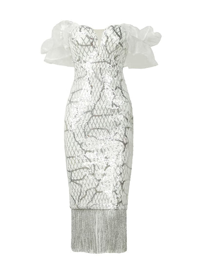 Tassel Midi Sequin Dress