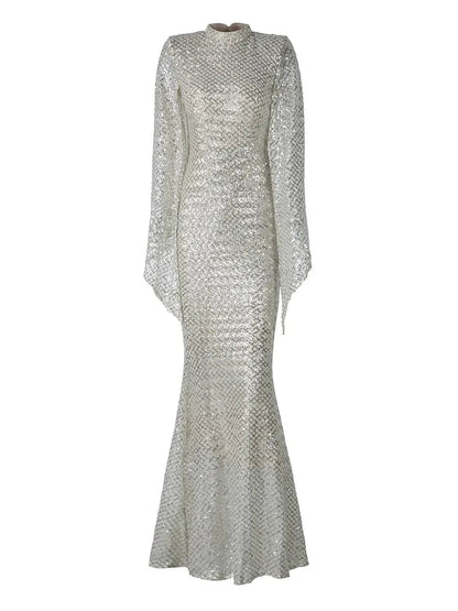 Glitter Bell Sleeve Mermaid Dress