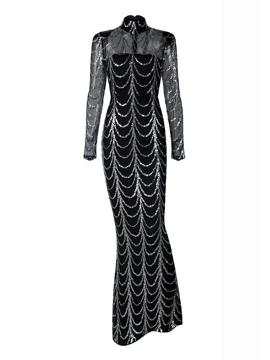 See-through Ripple Cocktail Dress