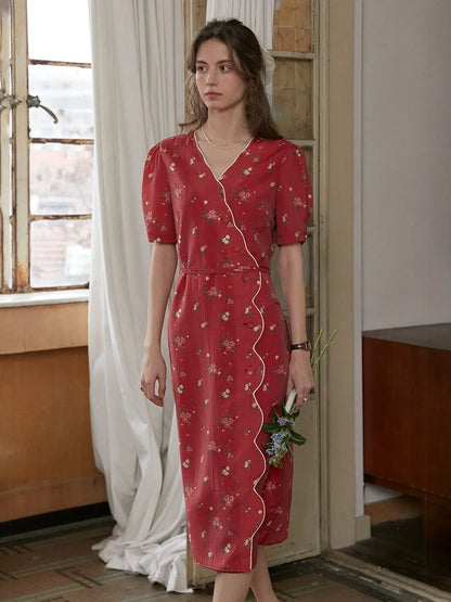 Kimura Floral-Print Rayon Midi Dress