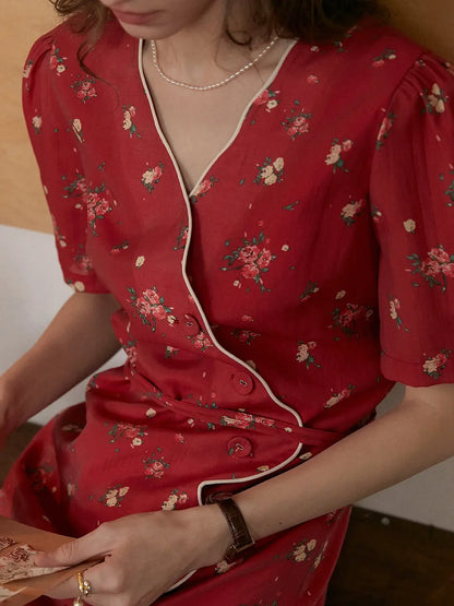Kimura Floral-Print Rayon Midi Dress