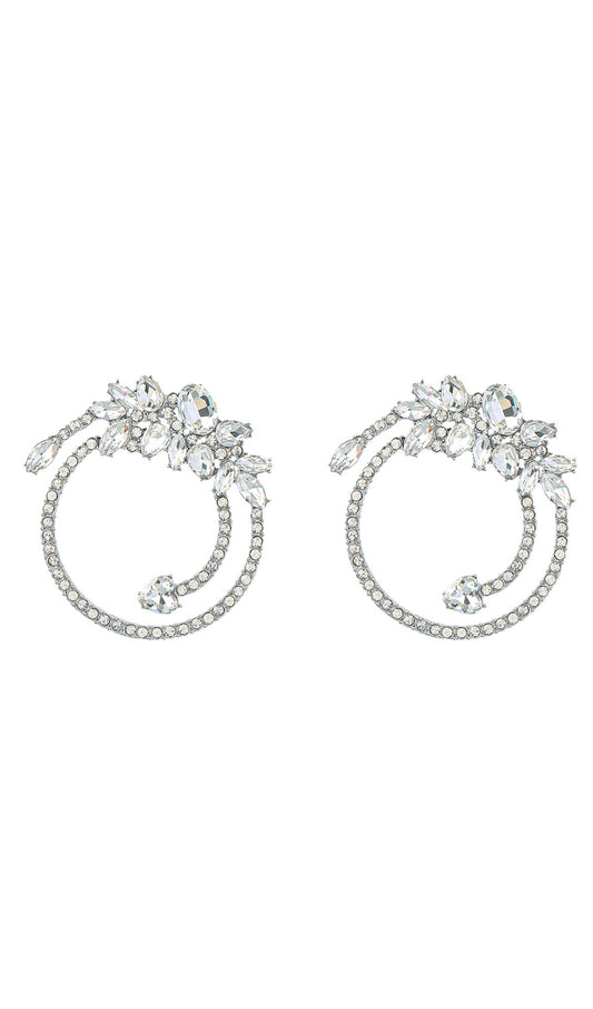 OPAL CRYSTAL CIRCLE EARRINGS IN WHITE