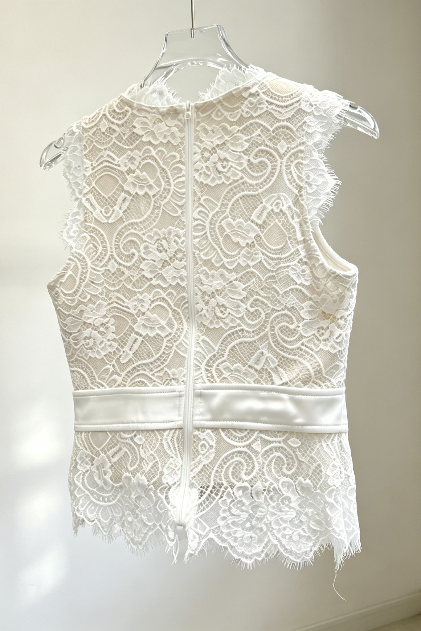 High Neck Lace Top & Puffy Tulle Skirt Two-Piece Set