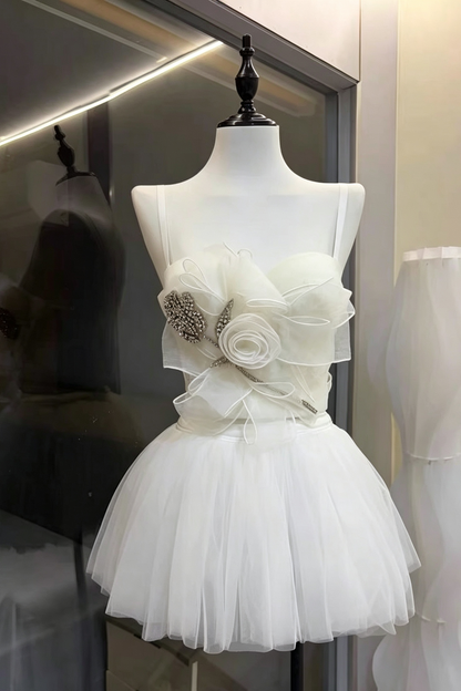 3D Flower Rhinestone Corset & Tulle Tutu Two-Piece Set