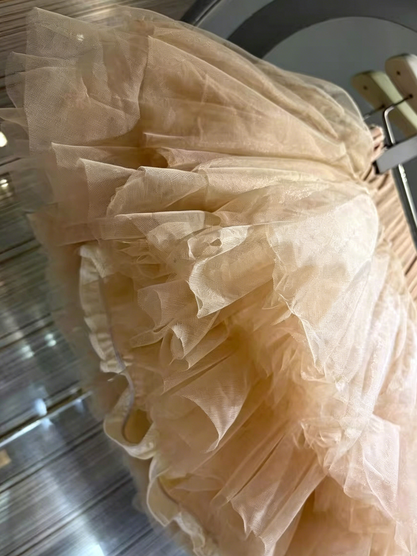 High Neck Lace Top & Puffy Tulle Skirt Two-Piece Set