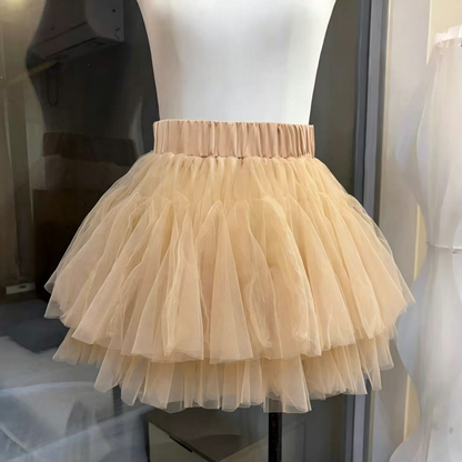 High Neck Lace Top & Puffy Tulle Skirt Two-Piece Set