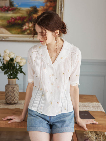 Erin 100% Cotton V-Neck Blouse