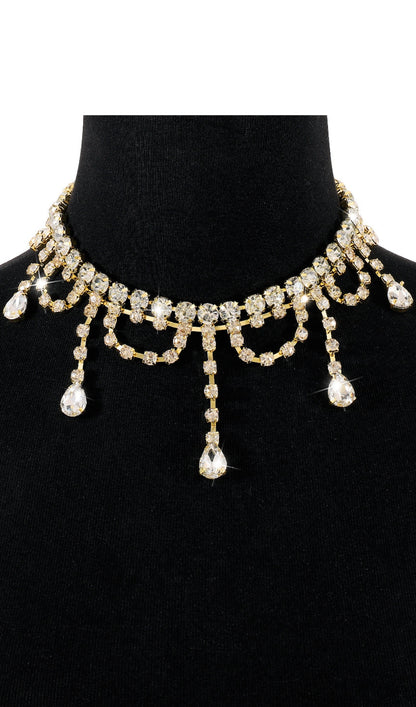 GOLD RHINESTONE TASSEL CLAW CHAIN