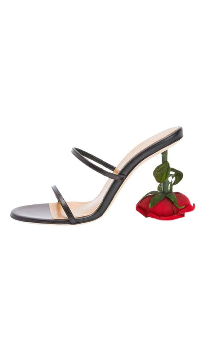 ROSE HEELS IN BLACK