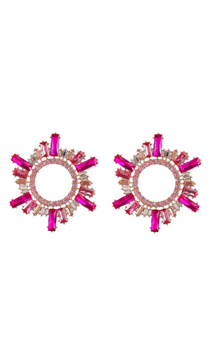 ANISA CRYSTAL HOOP EARRINGS IN PINK