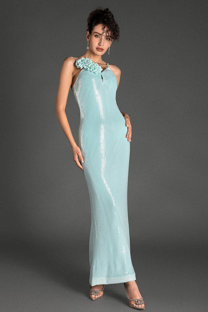 Sophocles Strap Flower Sequin Maxi Dress