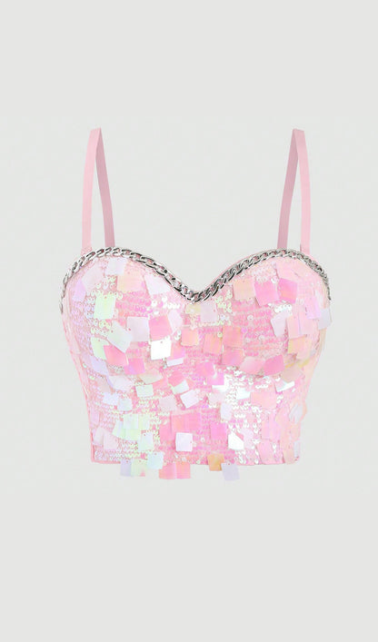 Sequin embellished top in pink
