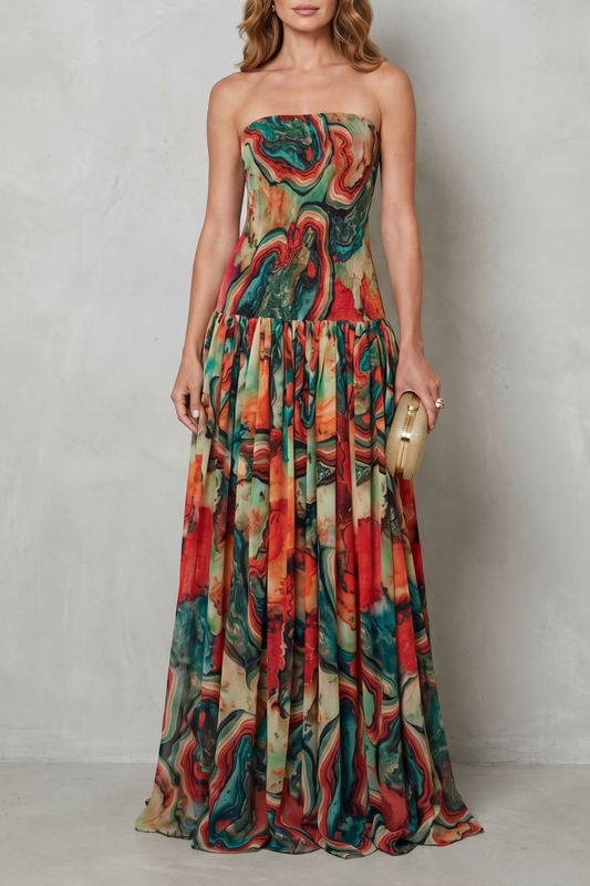 Lavielle – Off-shoulder printed flow – Maxi dress
