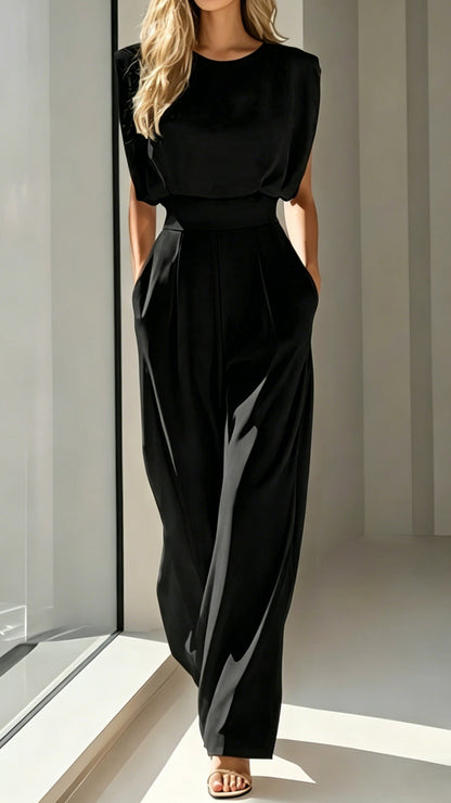 sleeveless top & satin trousers two-piece set