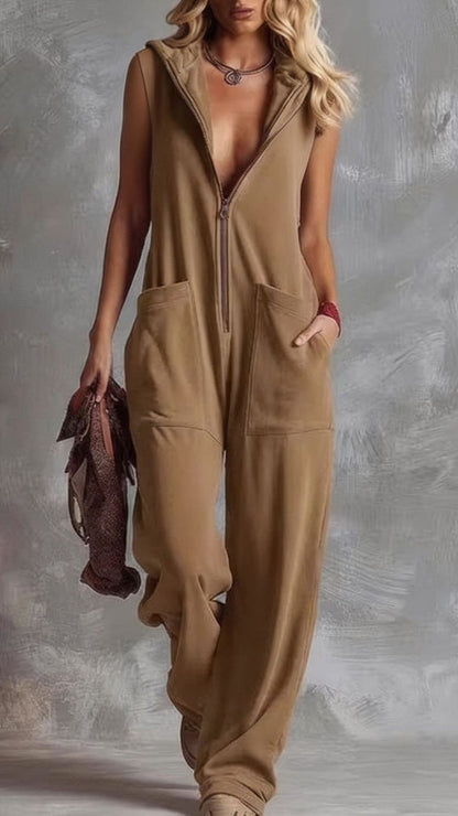 Zippered cotton jumpsuit