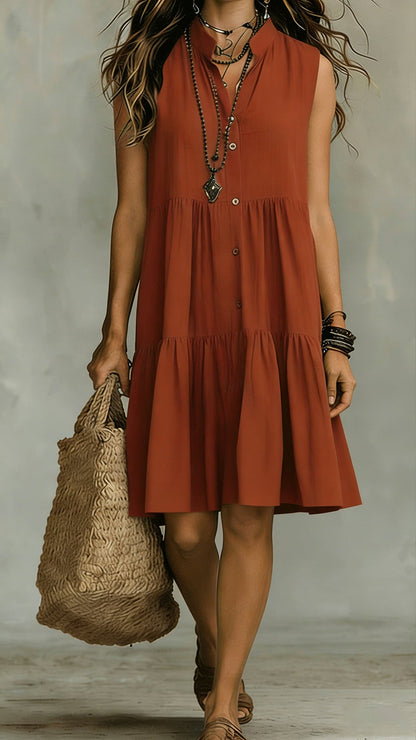 Bohemian-Style Printed Sleeveless Midi dress