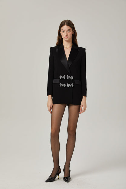 Thala crystal-embellished bow blazer