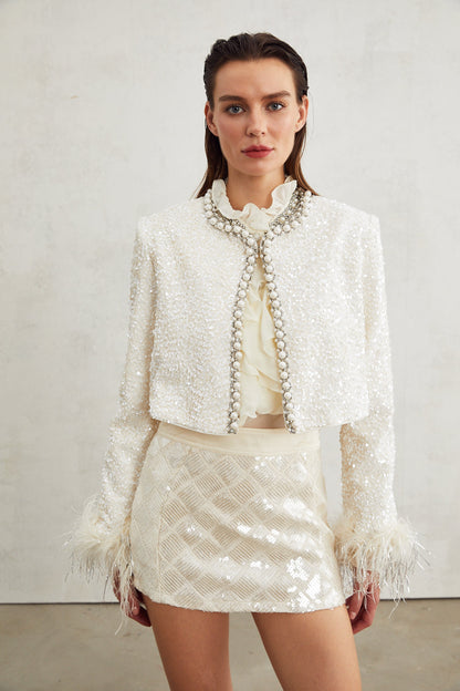 Sandrine faux-pearl embellished jacket