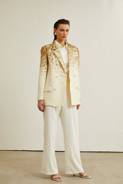Carole stud-embellished embroidered blazer