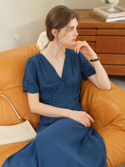 Andie V-Neck Shirred Dress