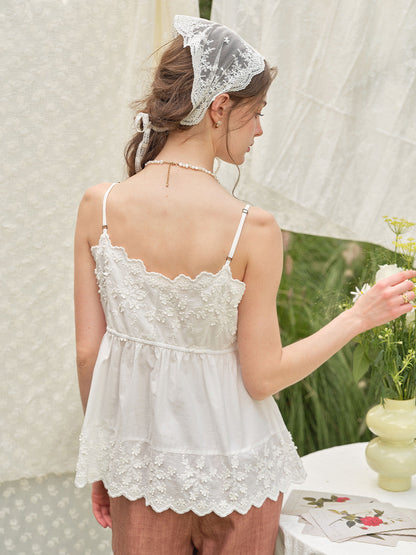 Myla Lace-Embroidered 100% Cotton Top