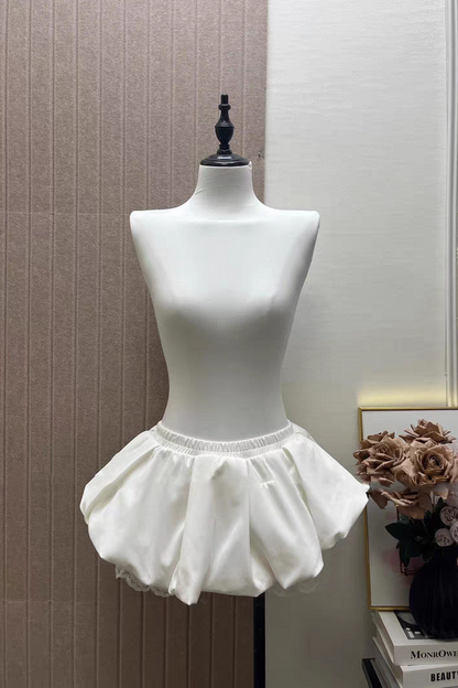 Yellow Square Neck Ribbed Peplum Tank Top & White Bubble Mini Skirt Set