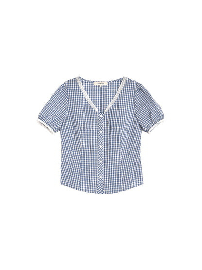 Madelyn V-Neck Lace Linen Top