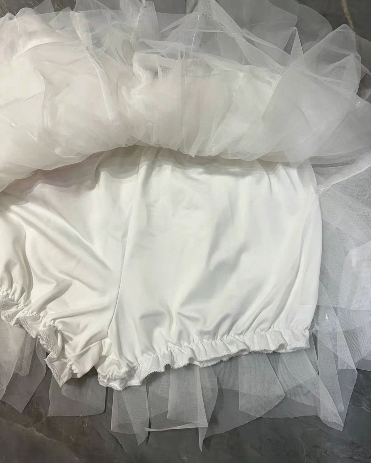 Beaded Strapless Corset & Ruffle Tulle Mini Skirt Two-Piece Set