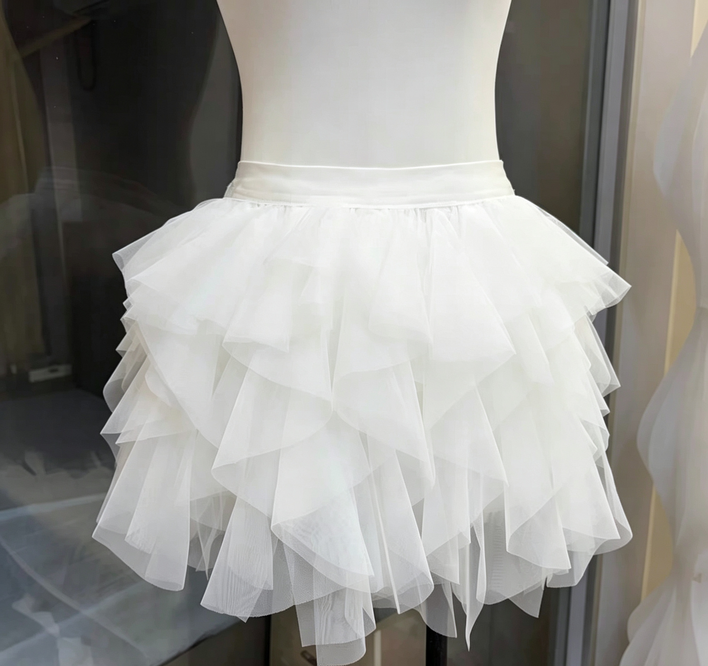Beaded Strapless Corset & Ruffle Tulle Mini Skirt Two-Piece Set