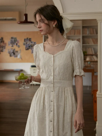Ayra Sweetheart Neck Puff Sleeves Dress