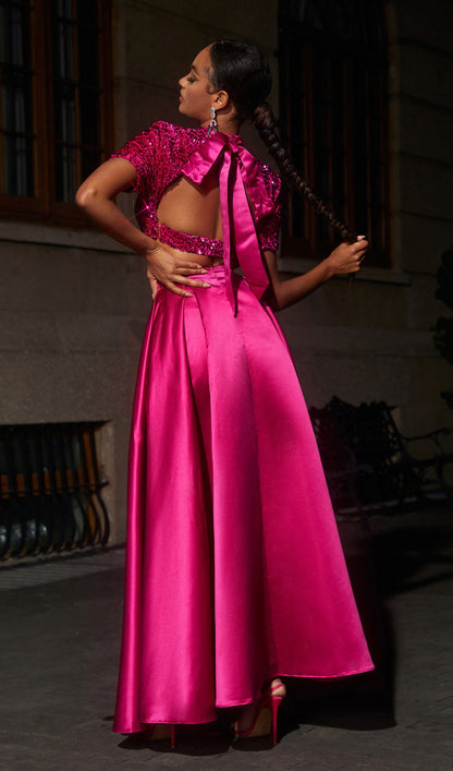 Short Sleeve Split Skirt Set