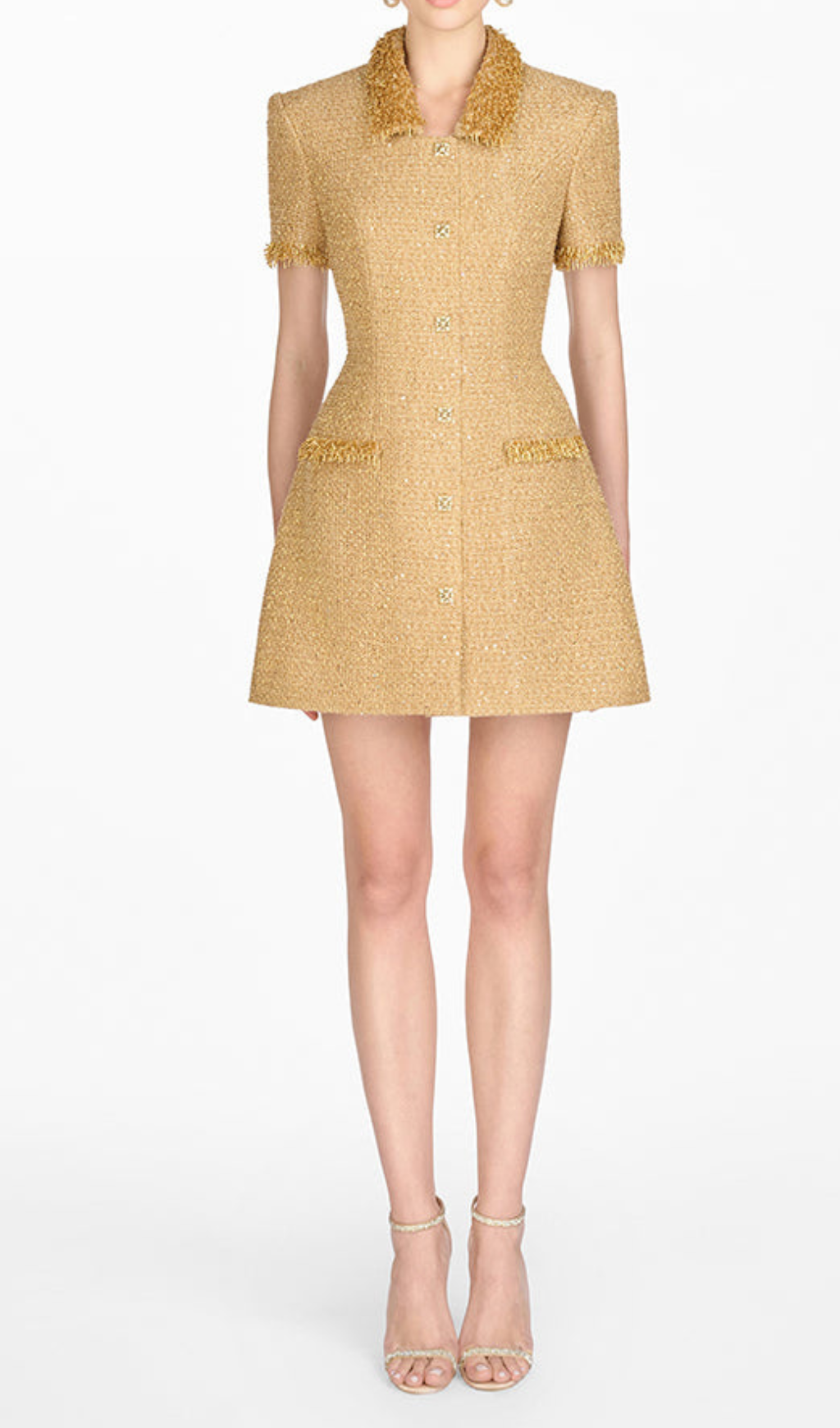 gold embellished mini dress
