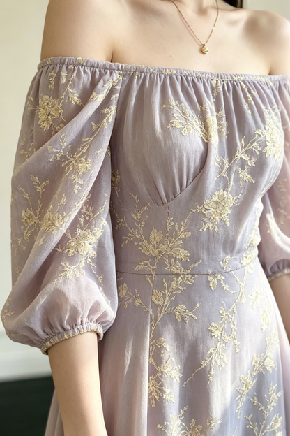 Breathable Two-Way Wear Eco Recycled Cotton Dress-Lavender Purple