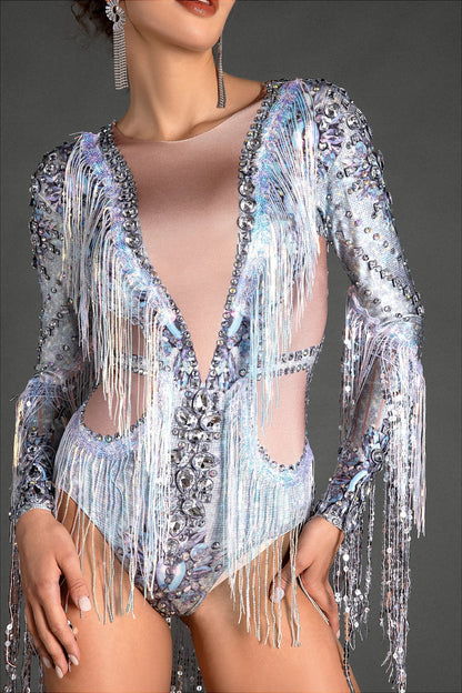 Crystal Sequin Fringe Bodysuit