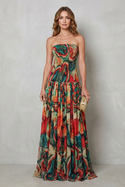 Lavielle – Off-shoulder printed flow – Maxi dress