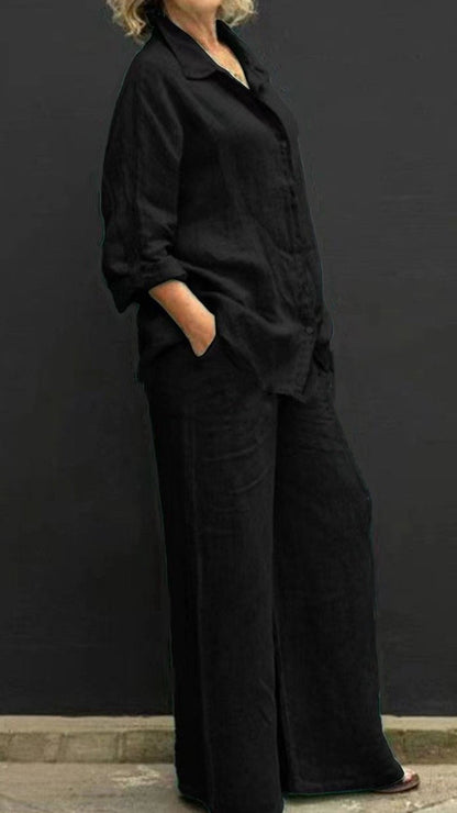 Yellow Linen Shirt pants Set