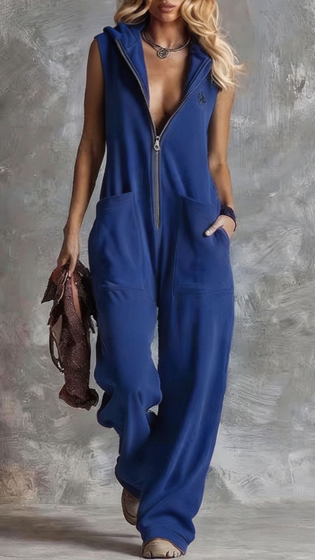Zippered cotton jumpsuit