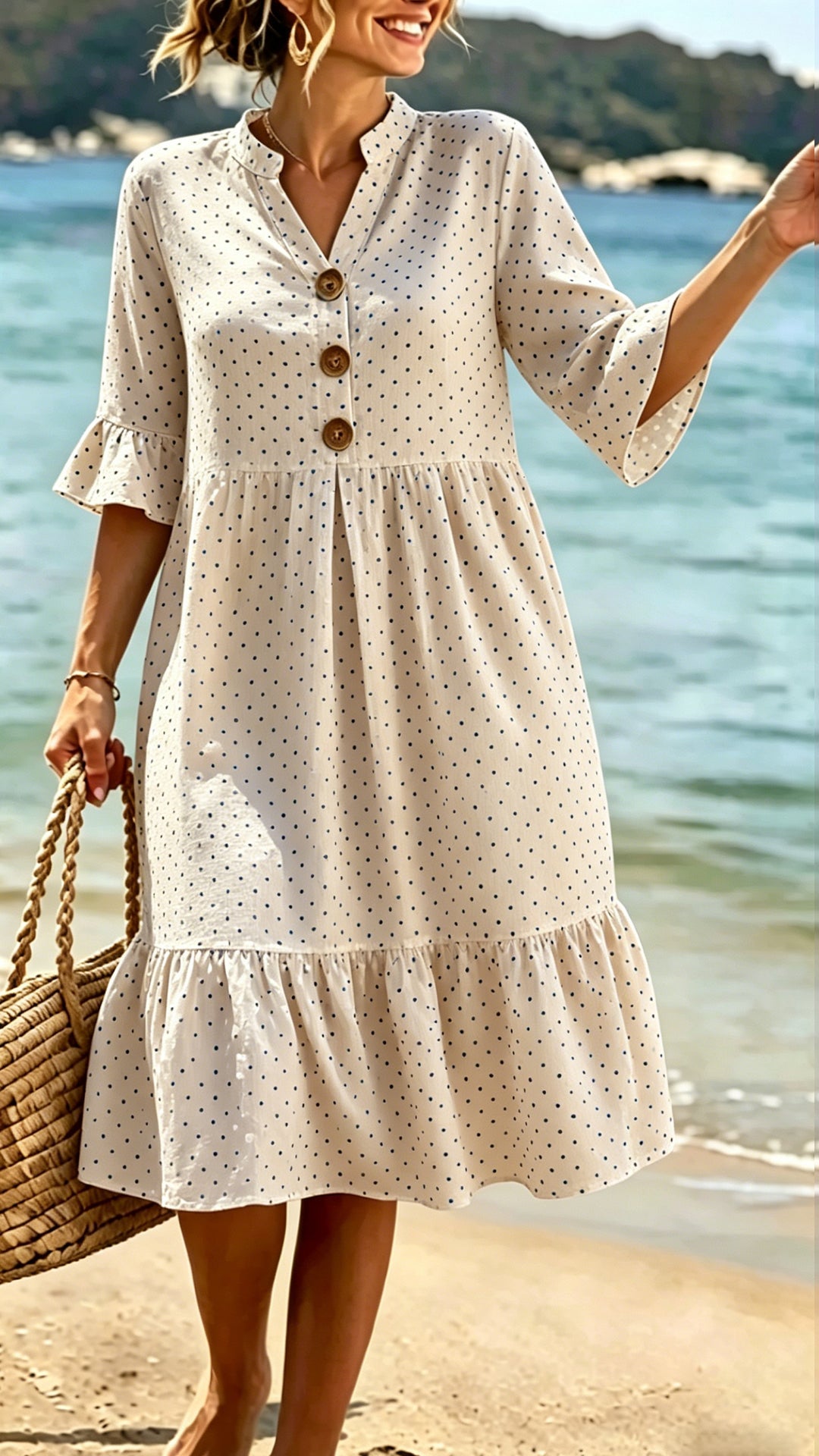 polka dots loose satin mini dress