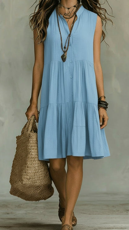 Bohemian-Style Printed Sleeveless Midi dress