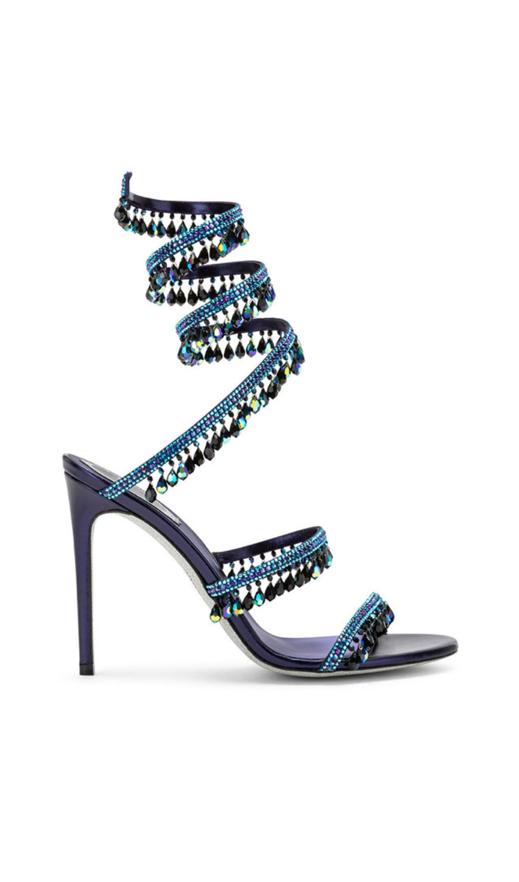 SANDALI BLU CON STRASS E SERPENTE